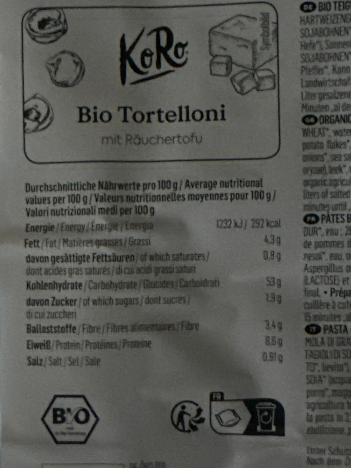 Tortelloni BIO ripieni Koro 250g