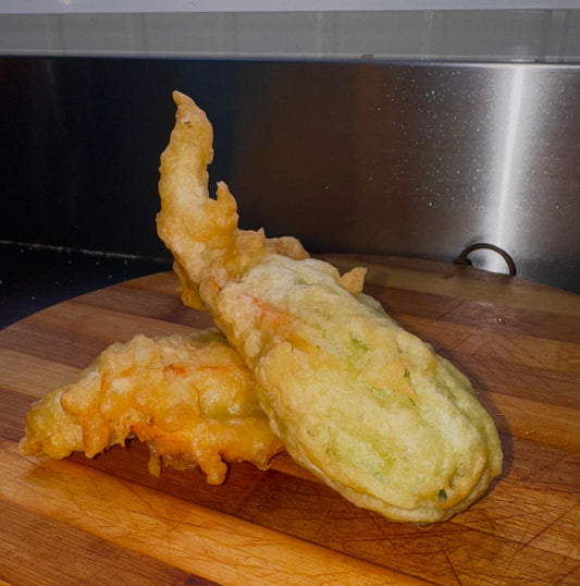 Fiori di Zucca Fritti con Alice Felice e Mezzarè Fermaggio